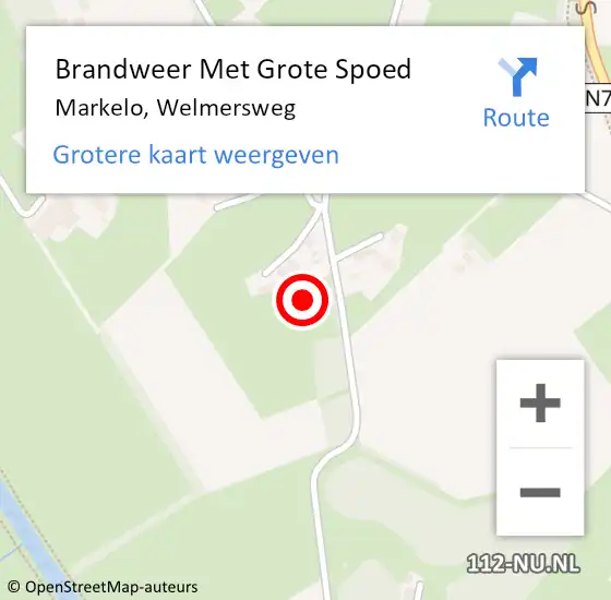 Locatie op kaart van de 112 melding: Brandweer Met Grote Spoed Naar Markelo, Welmersweg op 24 december 2021 12:45