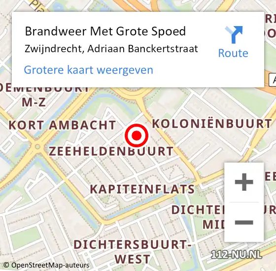 Locatie op kaart van de 112 melding: Brandweer Met Grote Spoed Naar Zwijndrecht, Adriaan Banckertstraat op 24 december 2021 12:49