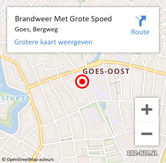 Locatie op kaart van de 112 melding: Brandweer Met Grote Spoed Naar Goes, Bergweg op 7 oktober 2013 08:30