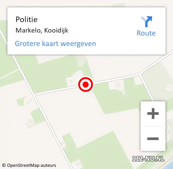 Locatie op kaart van de 112 melding: Politie Markelo, Kooidijk op 24 december 2021 12:58