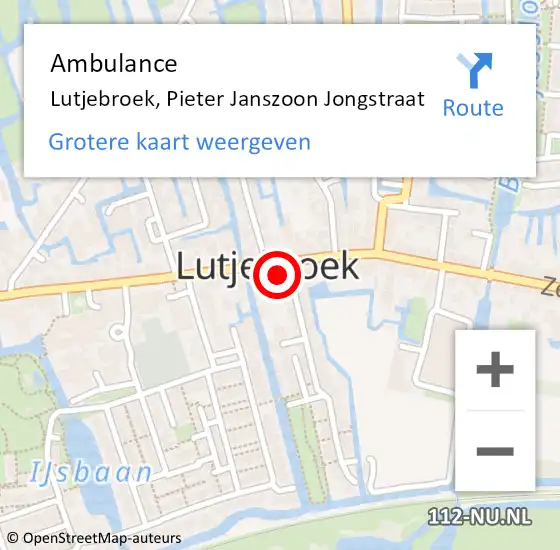 Locatie op kaart van de 112 melding: Ambulance Lutjebroek, Pieter Janszoon Jongstraat op 24 december 2021 13:02