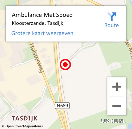 Locatie op kaart van de 112 melding: Ambulance Met Spoed Naar Kloosterzande, Tasdijk op 3 juli 2014 09:45