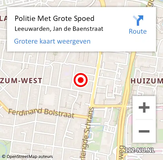 Locatie op kaart van de 112 melding: Politie Met Grote Spoed Naar Leeuwarden, Jan de Baenstraat op 24 december 2021 13:25