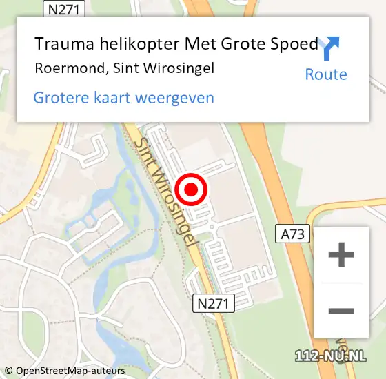 Locatie op kaart van de 112 melding: Trauma helikopter Met Grote Spoed Naar Roermond, Sint Wirosingel op 24 december 2021 13:33