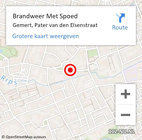 Locatie op kaart van de 112 melding: Brandweer Met Spoed Naar Gemert, Pater van den Elsenstraat op 24 december 2021 13:33