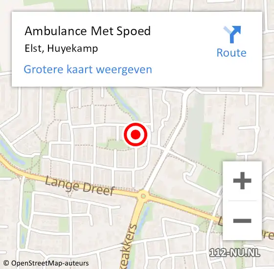 Locatie op kaart van de 112 melding: Ambulance Met Spoed Naar Elst, Huyekamp op 24 december 2021 13:36