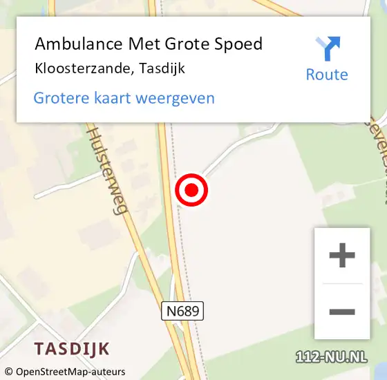 Locatie op kaart van de 112 melding: Ambulance Met Grote Spoed Naar Kloosterzande, Tasdijk op 3 juli 2014 09:47