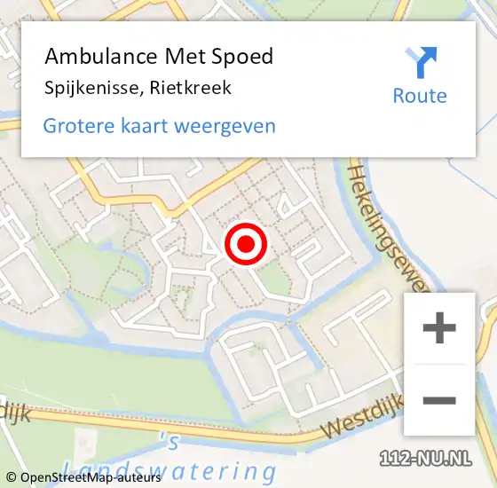 Locatie op kaart van de 112 melding: Ambulance Met Spoed Naar Spijkenisse, Rietkreek op 24 december 2021 13:38