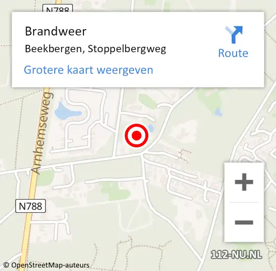 Locatie op kaart van de 112 melding: Brandweer Beekbergen, Stoppelbergweg op 24 december 2021 13:43