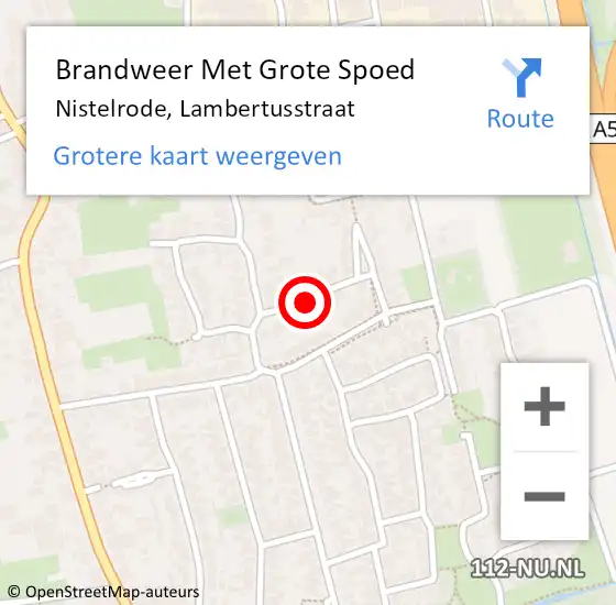 Locatie op kaart van de 112 melding: Brandweer Met Grote Spoed Naar Nistelrode, Lambertusstraat op 24 december 2021 13:44