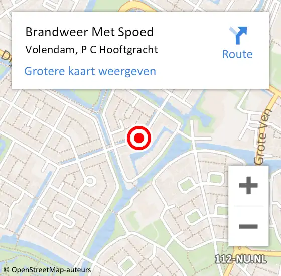 Locatie op kaart van de 112 melding: Brandweer Met Spoed Naar Volendam, P C Hooftgracht op 24 december 2021 13:46