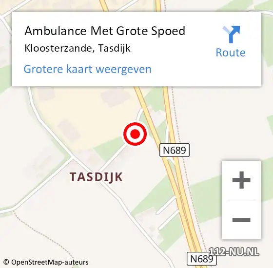 Locatie op kaart van de 112 melding: Ambulance Met Grote Spoed Naar Kloosterzande, Tasdijk op 3 juli 2014 09:48