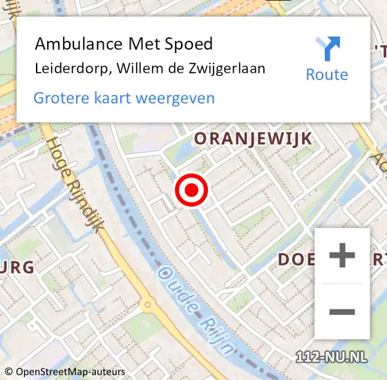 Locatie op kaart van de 112 melding: Ambulance Met Spoed Naar Leiderdorp, Willem de Zwijgerlaan op 24 december 2021 14:08