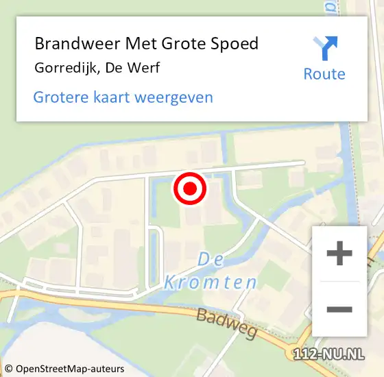 Locatie op kaart van de 112 melding: Brandweer Met Grote Spoed Naar Gorredijk, De Werf op 24 december 2021 14:30