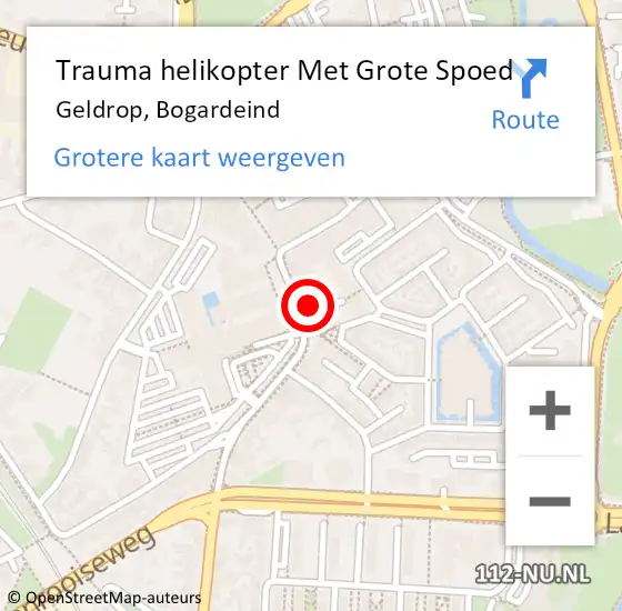 Locatie op kaart van de 112 melding: Trauma helikopter Met Grote Spoed Naar Geldrop, Bogardeind op 24 december 2021 14:31