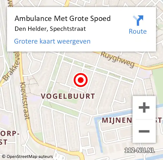 Locatie op kaart van de 112 melding: Ambulance Met Grote Spoed Naar Den Helder, Spechtstraat op 24 december 2021 15:19