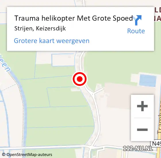 Locatie op kaart van de 112 melding: Trauma helikopter Met Grote Spoed Naar Strijen, Keizersdijk op 24 december 2021 15:24