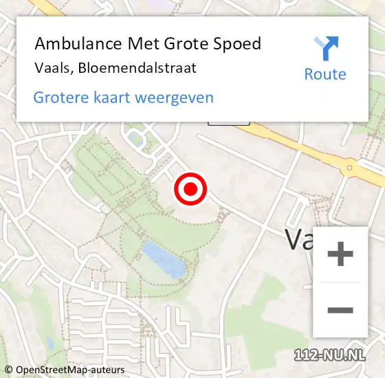 Locatie op kaart van de 112 melding: Ambulance Met Grote Spoed Naar Vaals, Bloemendalstraat op 3 juli 2014 09:57