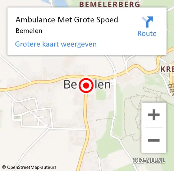 Locatie op kaart van de 112 melding: Ambulance Met Grote Spoed Naar Bemelen op 3 juli 2014 09:59