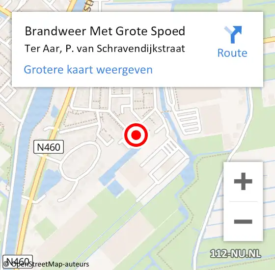 Locatie op kaart van de 112 melding: Brandweer Met Grote Spoed Naar Ter Aar, P. van Schravendijkstraat op 24 december 2021 15:53