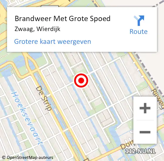 Locatie op kaart van de 112 melding: Brandweer Met Grote Spoed Naar Zwaag, Wierdijk op 24 december 2021 15:57