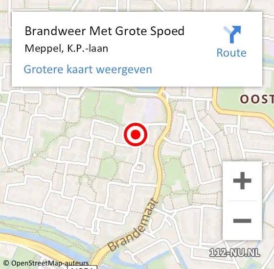 Locatie op kaart van de 112 melding: Brandweer Met Grote Spoed Naar Meppel, K.P.-laan op 24 december 2021 15:57