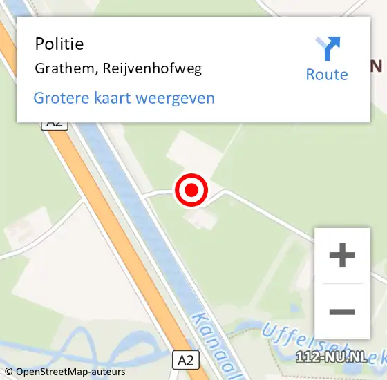 Locatie op kaart van de 112 melding: Politie Grathem, Reijvenhofweg op 24 december 2021 16:24