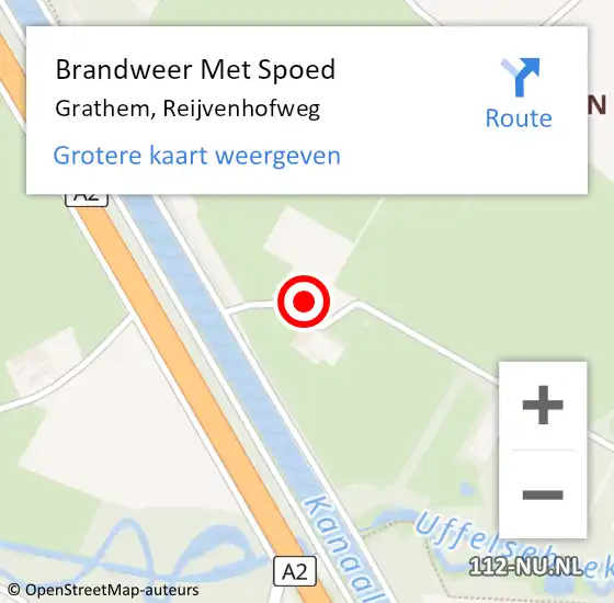 Locatie op kaart van de 112 melding: Brandweer Met Spoed Naar Grathem, Reijvenhofweg op 24 december 2021 16:25