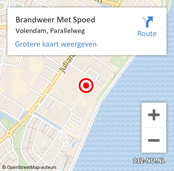 Locatie op kaart van de 112 melding: Brandweer Met Spoed Naar Volendam, Parallelweg op 24 december 2021 16:38