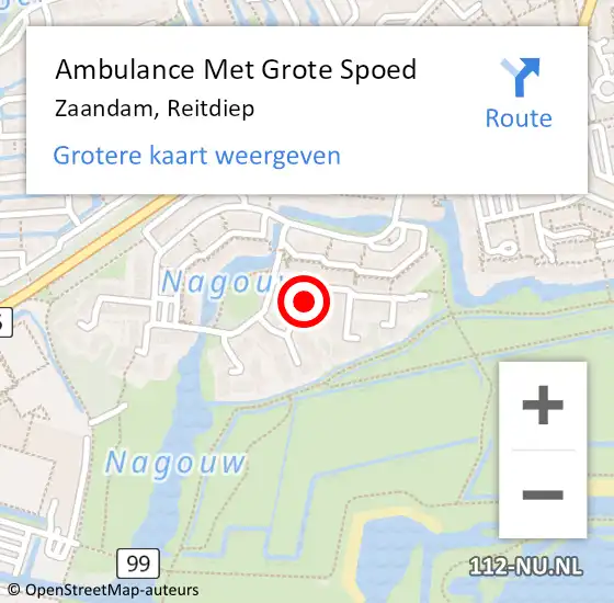 Locatie op kaart van de 112 melding: Ambulance Met Grote Spoed Naar Zaandam, Reitdiep op 24 december 2021 16:46