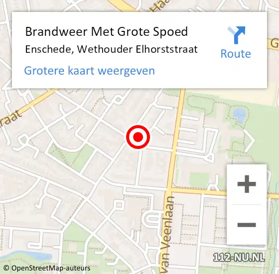 Locatie op kaart van de 112 melding: Brandweer Met Grote Spoed Naar Enschede, Wethouder Elhorststraat op 24 december 2021 17:09