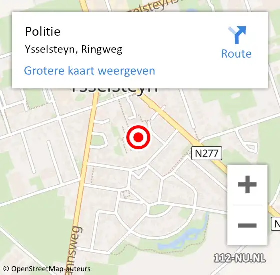 Locatie op kaart van de 112 melding: Politie Ysselsteyn, Ringweg op 24 december 2021 17:12