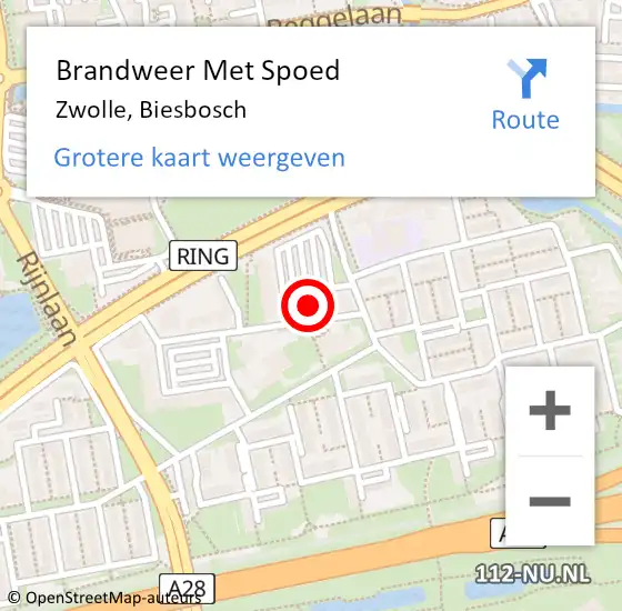 Locatie op kaart van de 112 melding: Brandweer Met Spoed Naar Zwolle, Biesbosch op 24 december 2021 17:12