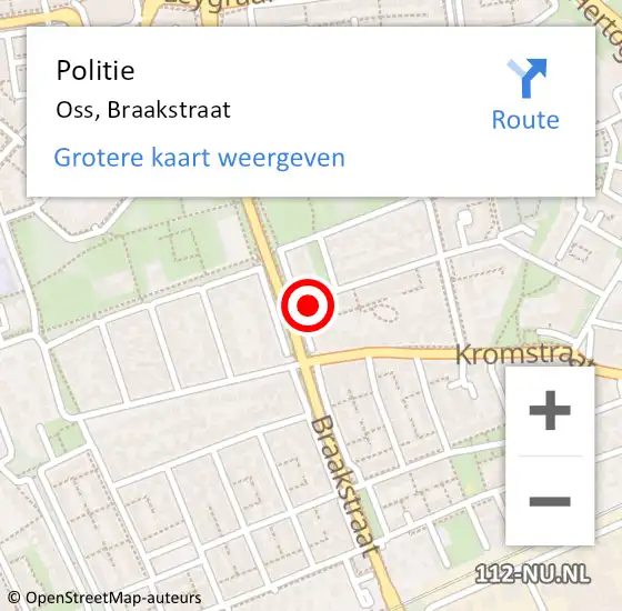 Locatie op kaart van de 112 melding: Politie Oss, Braakstraat op 24 december 2021 17:20