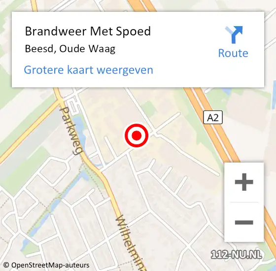 Locatie op kaart van de 112 melding: Brandweer Met Spoed Naar Beesd, Oude Waag op 24 december 2021 17:32