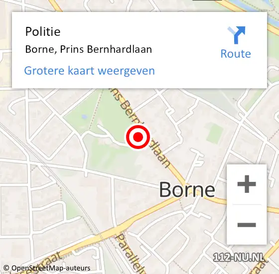 Locatie op kaart van de 112 melding: Politie Borne, Prins Bernhardlaan op 24 december 2021 17:46