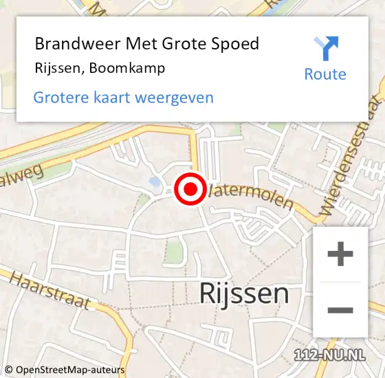 Locatie op kaart van de 112 melding: Brandweer Met Grote Spoed Naar Rijssen, Boomkamp op 24 december 2021 17:51