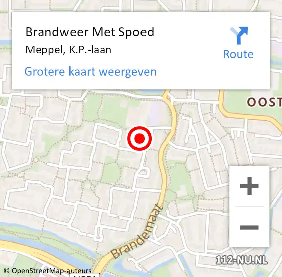 Locatie op kaart van de 112 melding: Brandweer Met Spoed Naar Meppel, K.P.-laan op 24 december 2021 17:59