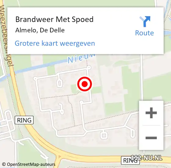 Locatie op kaart van de 112 melding: Brandweer Met Spoed Naar Almelo, De Delle op 24 december 2021 18:00