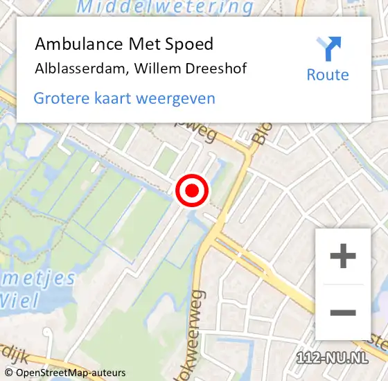 Locatie op kaart van de 112 melding: Ambulance Met Spoed Naar Alblasserdam, Willem Dreeshof op 24 december 2021 18:38