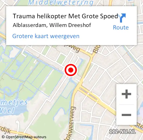 Locatie op kaart van de 112 melding: Trauma helikopter Met Grote Spoed Naar Alblasserdam, Willem Dreeshof op 24 december 2021 18:41