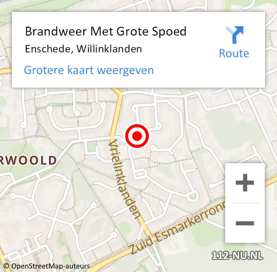 Locatie op kaart van de 112 melding: Brandweer Met Grote Spoed Naar Enschede, Willinklanden op 24 december 2021 18:44