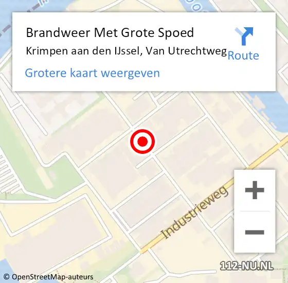 Locatie op kaart van de 112 melding: Brandweer Met Grote Spoed Naar Krimpen aan den IJssel, Van Utrechtweg op 24 december 2021 19:01