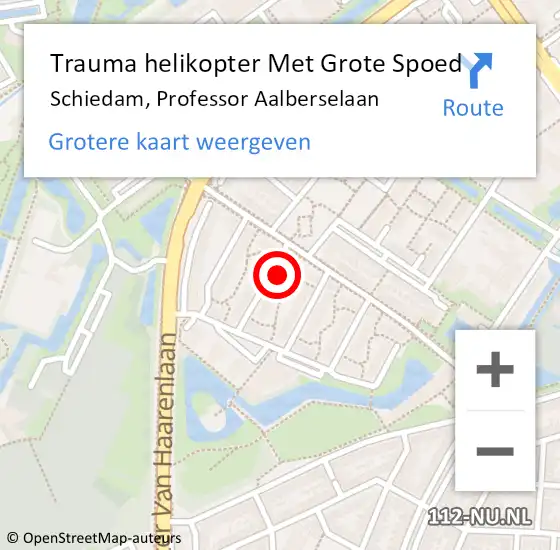 Locatie op kaart van de 112 melding: Trauma helikopter Met Grote Spoed Naar Schiedam, Professor Aalberselaan op 24 december 2021 19:19