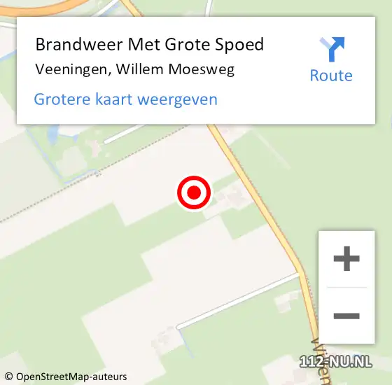 Locatie op kaart van de 112 melding: Brandweer Met Grote Spoed Naar Veeningen, Willem Moesweg op 24 december 2021 19:44