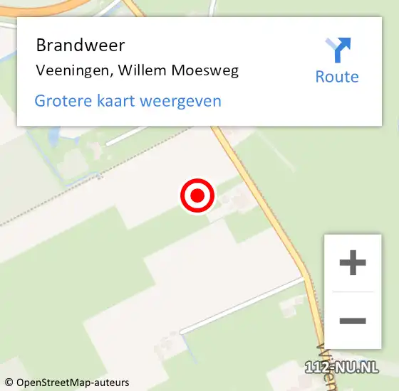 Locatie op kaart van de 112 melding: Brandweer Veeningen, Willem Moesweg op 24 december 2021 19:46