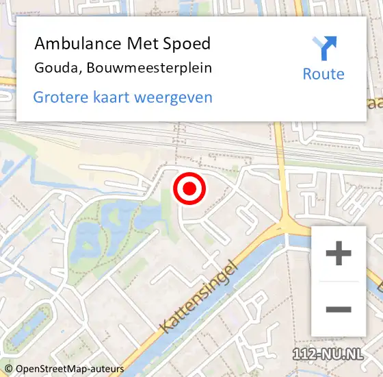 Locatie op kaart van de 112 melding: Ambulance Met Spoed Naar Gouda, Bouwmeesterplein op 24 december 2021 20:04