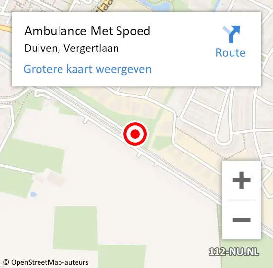Locatie op kaart van de 112 melding: Ambulance Met Spoed Naar Duiven, Vergertlaan op 24 december 2021 20:21