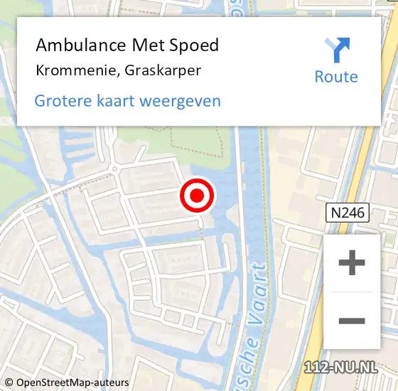 Locatie op kaart van de 112 melding: Ambulance Met Spoed Naar Krommenie, Graskarper op 24 december 2021 20:38