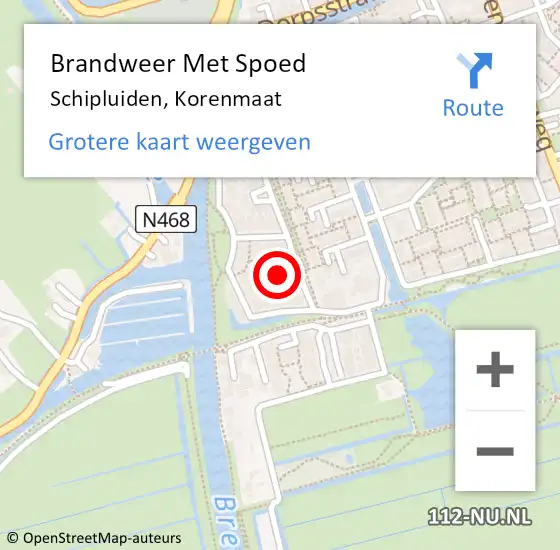 Locatie op kaart van de 112 melding: Brandweer Met Spoed Naar Schipluiden, Korenmaat op 24 december 2021 20:49